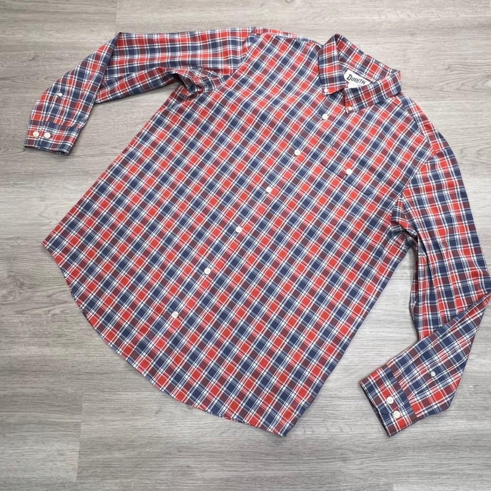 Duluth Trading Co Mens Large‎ Long Sleeve Relaxed Fit Button Down Shirt Plaid